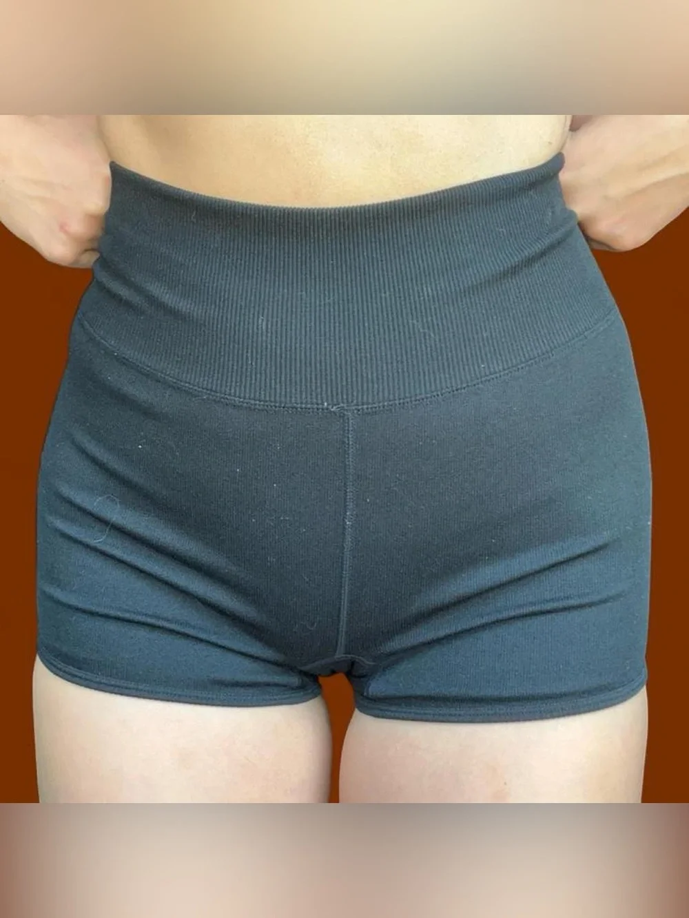 wild fable Black High-Rise Ribbed Waist Shorts